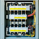 Fuel cell stack or transformer system with visible labelingwiring