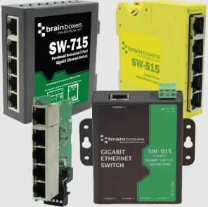 Brainboxes DIN rail industrial Ethernet switch